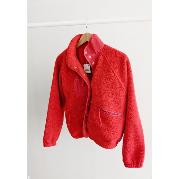 Free People Jackets & Blazers - Free People Hit The Slopes Fleece Jacket in Red